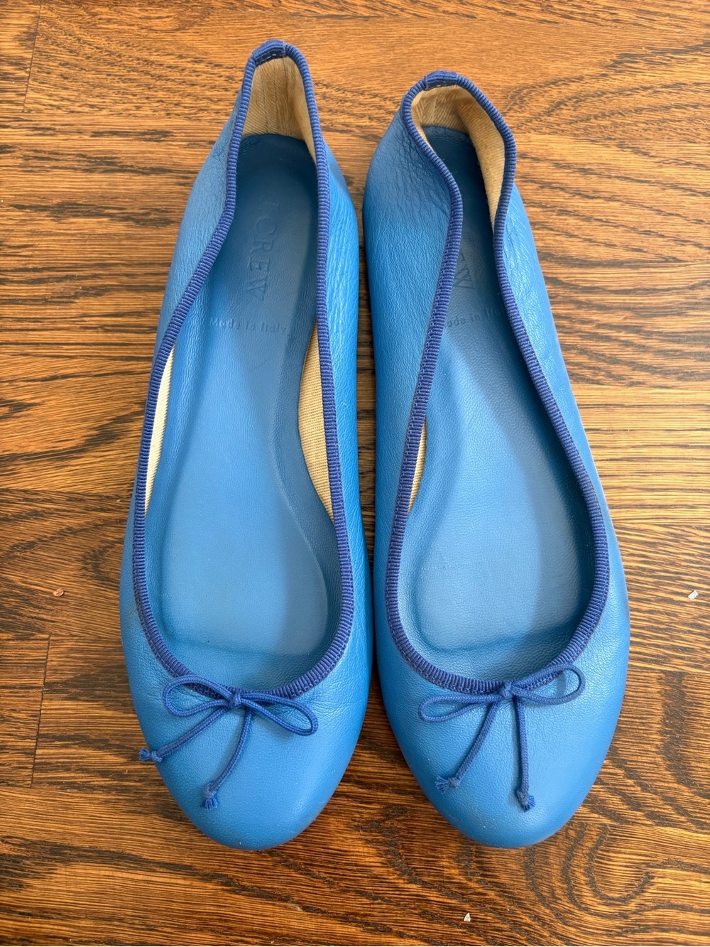 J. Crew Blue Ballet Flats with Bow Trim